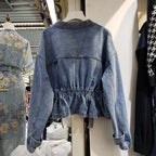 Denim Jacket for Women Plain Cinched Waist Slim Woman Jean Coat Blue Outerwear Spring Autumn 2025 Fashion Low Price Y2k Clothes