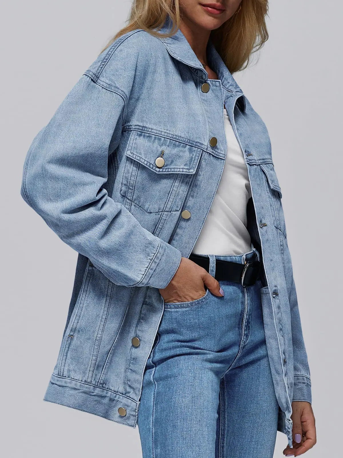 Women's Denim Jacket Denim Long Sleeve Oversized Button Jacket Fashion Jacket Autumn