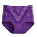 Plus Size Women's Cotton Underwear High Waisted Tummy Control Panties Full Coverage Briefs Jacquard Ladies Panty 3 Pack