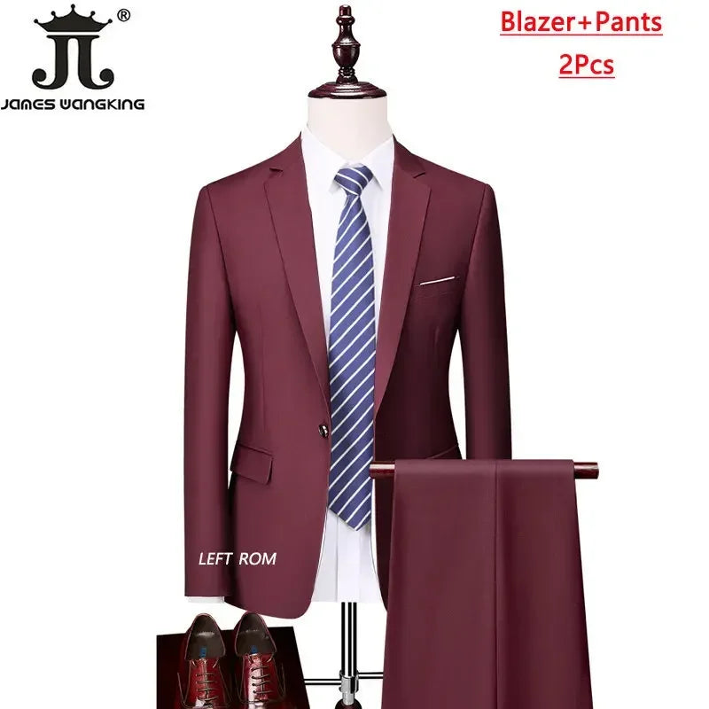Men's Formal Slim Fit Suit Set, 2- or 3-Piece, M-6XL