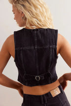 New 2026 Women's Denim Vests Summer Sexy Slim Deep V Neck Sleeveless Vest Jacket Casual Fashion Streetwear Ladies Jean Crop Tops