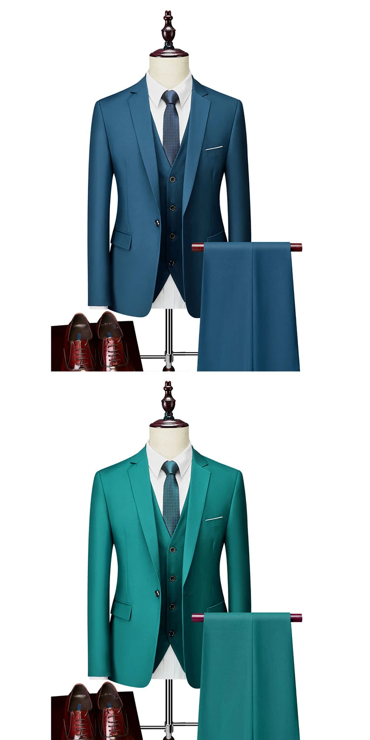 Men's Formal Slim Fit Suit Set, 2- or 3-Piece, M-6XL