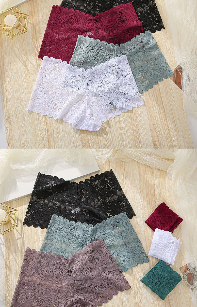 3Pcs Women Panties Lace Female Underpants Plus Size Underwear Large Size Lightweight Seamless Low Waist Briefs Breathable
