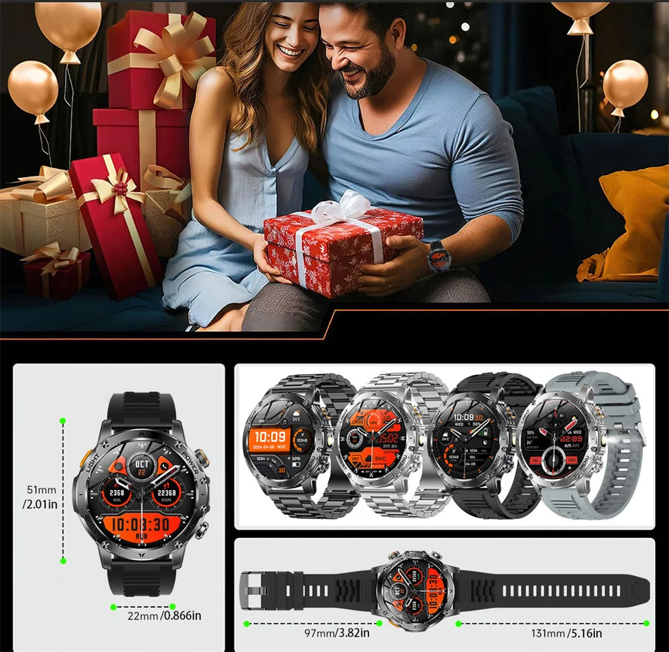 2026 Outdoor New 1000mAh Battery T-Rex 3 Military Grade Smart Watch Men IP69K Waterproof GPS HD Bluetooth Call 100+Sports Watch