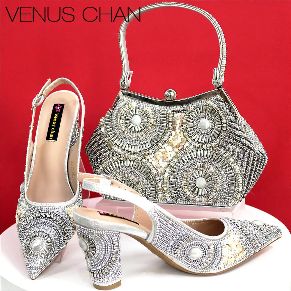 Popularity Italian Women's Pointed Shoes And Bag Set GFD453