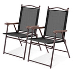 Set of 2 Patio Folding Sling Back Camping Deck Chairs
