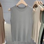 zjais Summer Spring Tanks Top Women Sleeveless Knitted T-Shirts Female Elastic Slim Casual Vests Crop Tops Camis Pullover Shirts