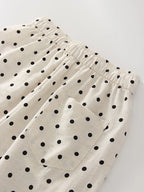 Black Polka Dot Linen Pants Women Wide Leg Summer Trousers Baggy For Ladies White Oversize Cotton Linen Pants Woman Wide
