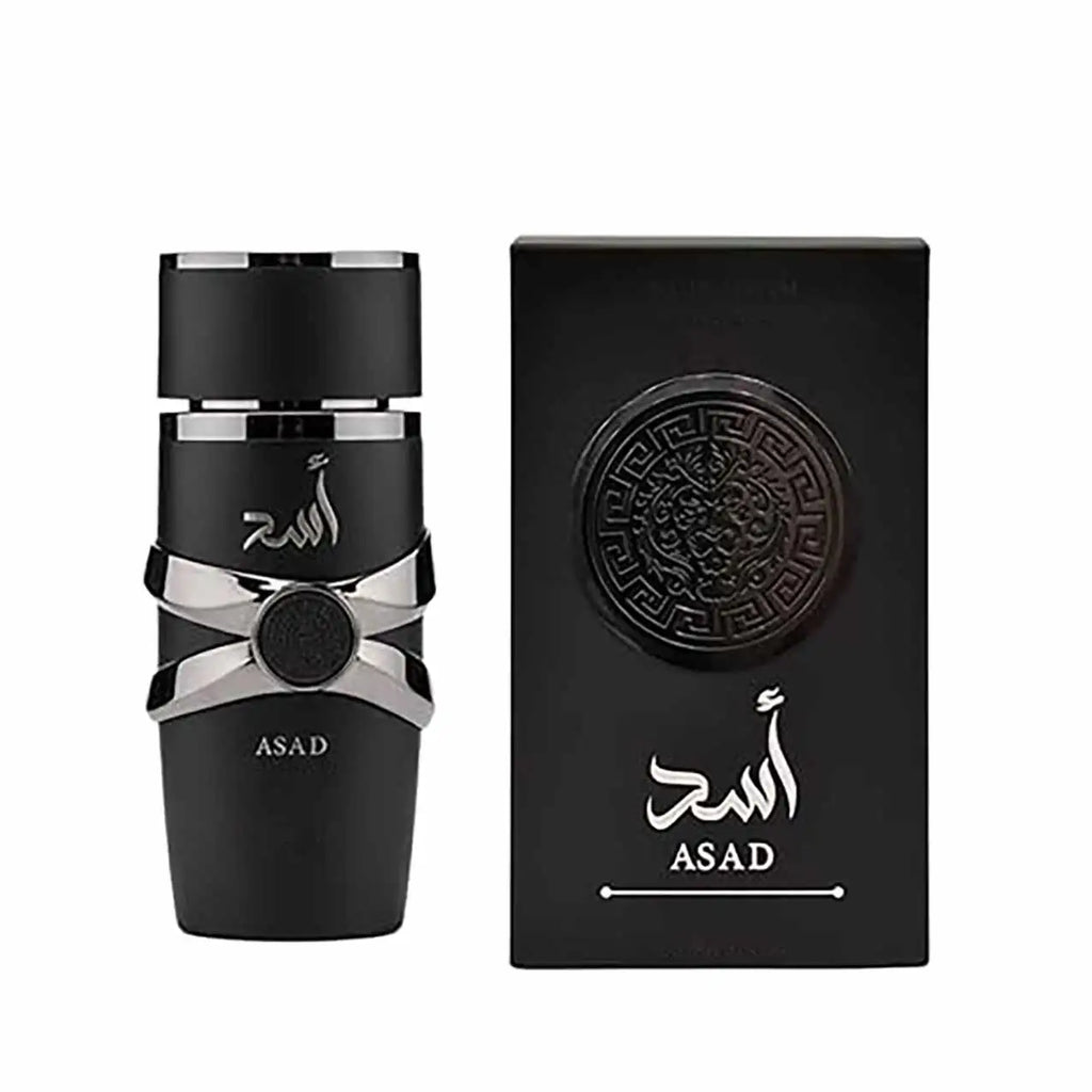 Lattafa Asad Elixir EDP 100ml spray combines the aroma of pink pepper, saffron, grapefruit, patchouli, frankincense and dry ambe