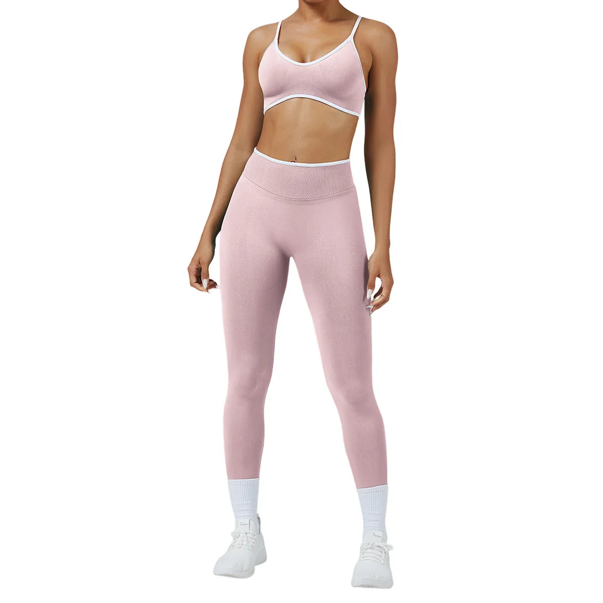 Sculpting Color Block Yoga Set with Tummy Control Shorts