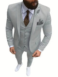 New Men's Suits 3 Pieces Groom Bestman Slim Fit Wedding Prom Party Tuxedo Elegant Formal Events Dress Suit (Blazer+Pants+Vest)