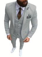 New Men's Suits 3 Pieces Groom Bestman Slim Fit Wedding Prom Party Tuxedo Elegant Formal Events Dress Suit (Blazer+Pants+Vest)