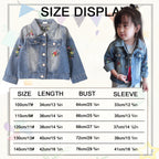 Girls' Denim Jacket with Embroidered,Flowers Fashion Kids Denim Jacket,Toddlers Transition Coat,Casual Children's Cowboy Outwear