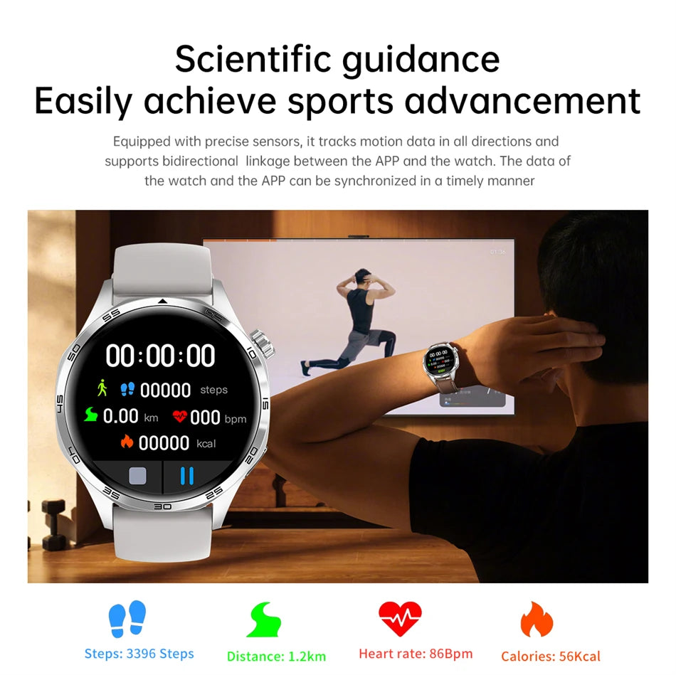 BOXUXING 2026 New Smart Watch Men Watch 5 Pro AMOLED HD Screen Bluetooth Call GPS Trajectory NFC Heart Rate Compass SmartWatches
