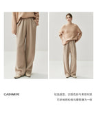 New Women's 100% Cashmere Knitted Thick Pants Autumn Winter Comfortable Skin Friendly Wide-leg Pants Solid Color Casual Clothing