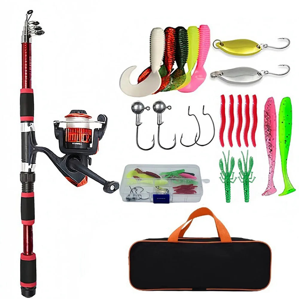 Telescopic Fishing Rod and Spinning Reel Travel Set