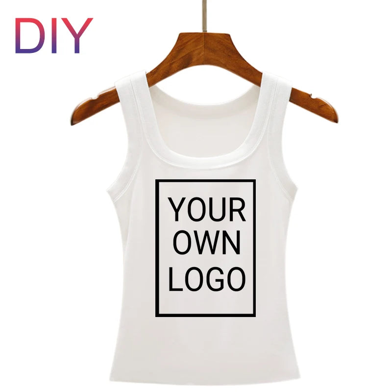 Customize Pattern DIY Picture Women Korean Tank Tops Thread Casual Street Vest Hip Hop Sleeveless Clothes Summer Y2K Woman Vests