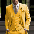 New Beige Suit Men Business Tuxedos Formal 3 Piece Set Jacket Vest Pants Single Breasted Groom Groomsman Prom Wedding Party