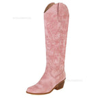 Plus Size 45 Women's Embroidered Western Knee-High Boots Cowboy Cowgirl Boots