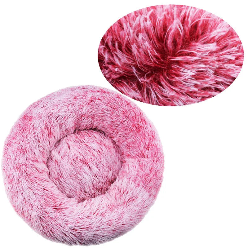 Round Pet Bed for Large Dog Bed Super Soft Cat Bed Plush Dog House for Medium Dog House Winter Warm Sleeping 40-90cm 6 Sizes