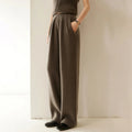 New Women's 100% Cashmere Knitted Thick Pants Autumn Winter Comfortable Skin Friendly Wide-leg Pants Solid Color Casual Clothing