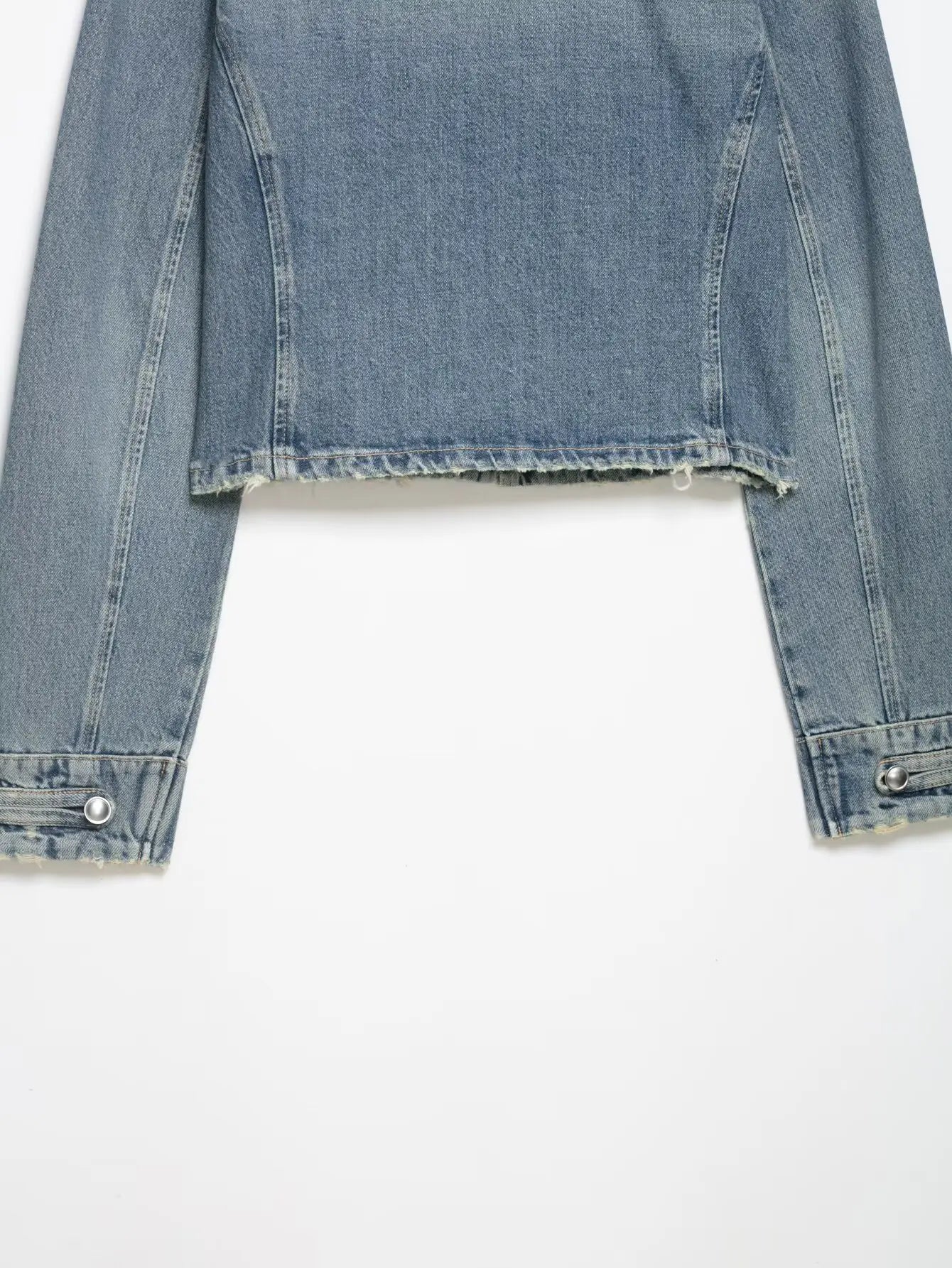 HH Women Vintage Distressed Denim Military Jacket Spring Autumn Slim Fit Biker Style Button Female Cropped Jean Coat Streetwear