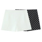 2026 Women New Fashion Suit Sexy Sleeveless Backless Polka Dot Halter Slim Short Top+Side Zipper Casual Short Skirts