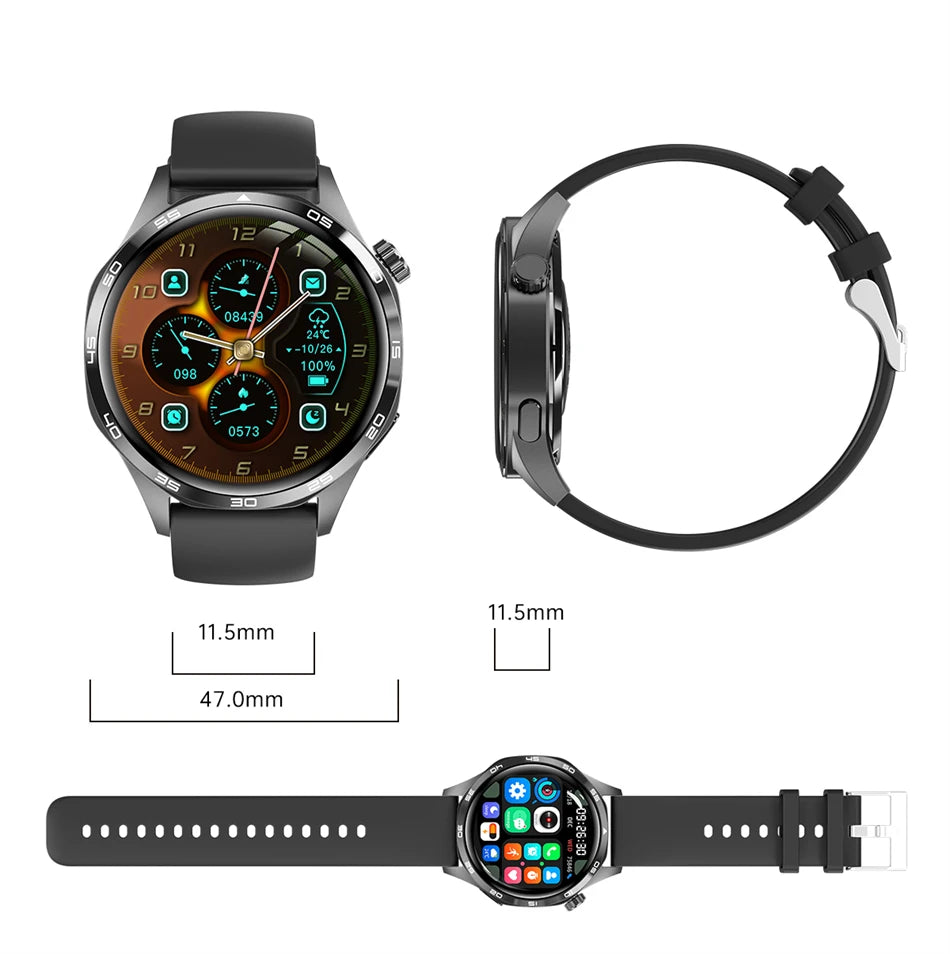 BOXUXING 2026 New Smart Watch Men Watch 5 Pro AMOLED HD Screen Bluetooth Call GPS Trajectory NFC Heart Rate Compass SmartWatches