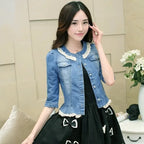 Denim Jacket Women 2023 Half sleeve Jean Jacket Woman Elastic Comfortable Denim Coat Short Denim Jacket Female