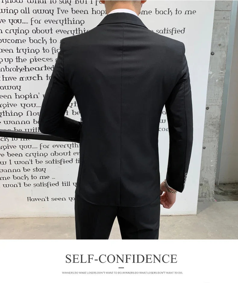 Suit Upgrade the new fabric Men's Business Gentleman Fashion Slim Work Solid Color Plus Size Fair Dress Wedding Best Man Suit