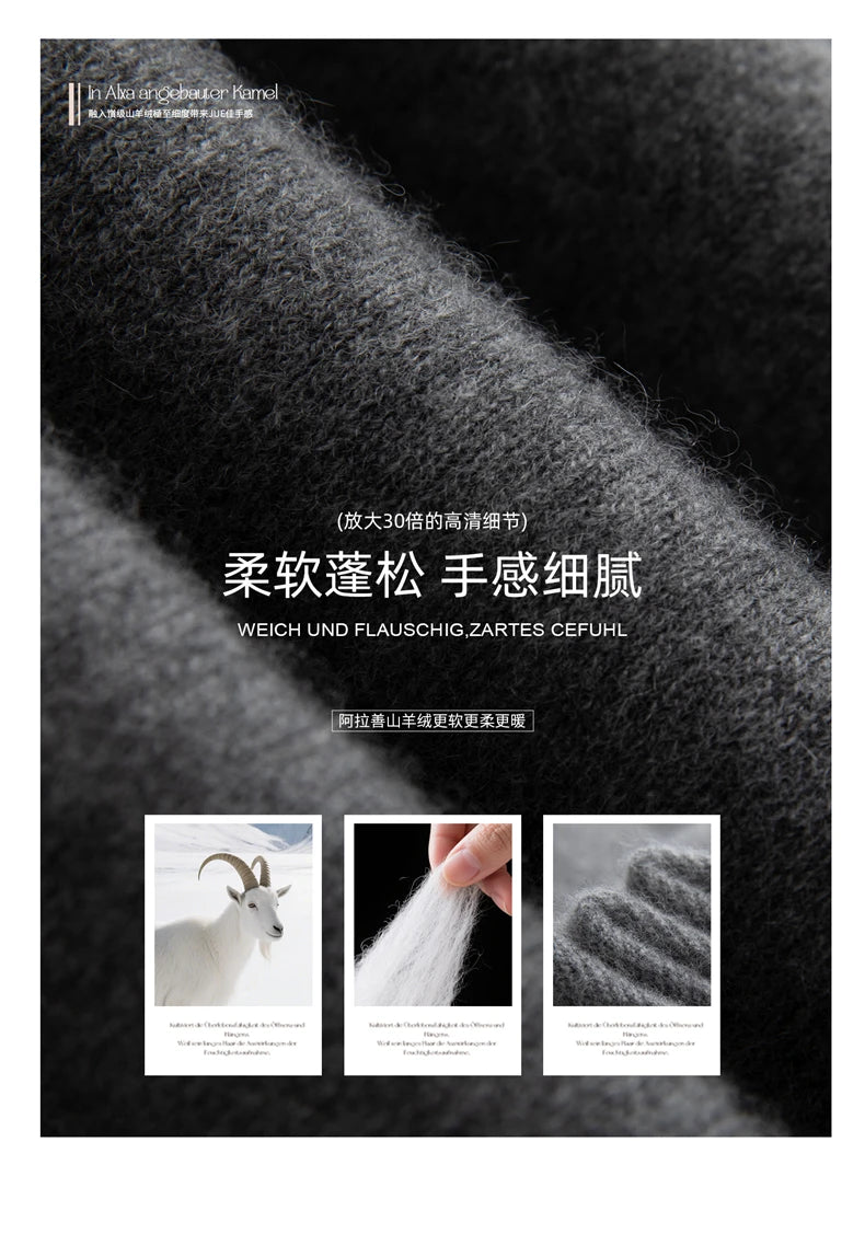 New Women's 100% Cashmere Knitted Thick Pants Autumn Winter Comfortable Skin Friendly Wide-leg Pants Solid Color Casual Clothing