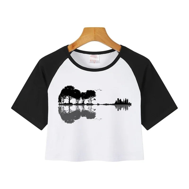 Korean Style Casual Crop Tops 2000s Y2k Print Women Tee Shirt Harajuku GOTH Cropped Mange Tshirt Funny Graphic T-shirt Female
