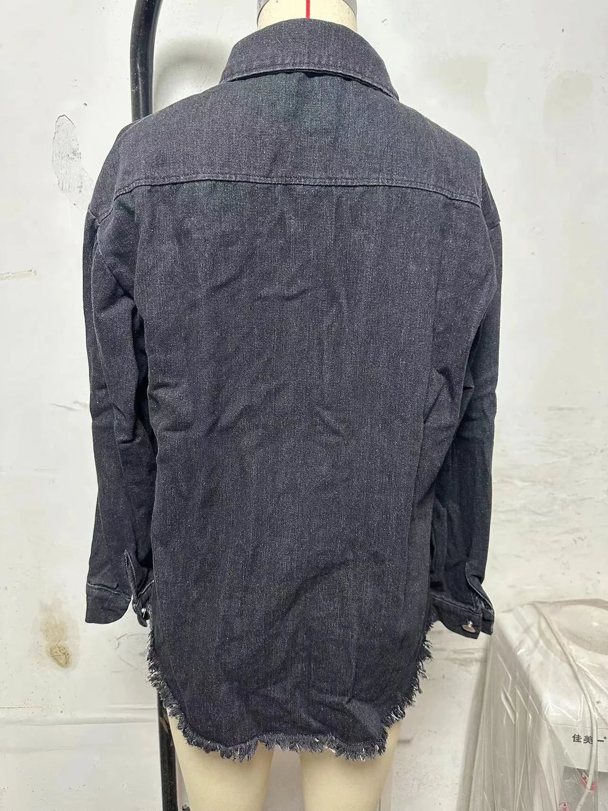 New Washed Denim Shirt Jacket for Women Fall/Winter Street Style with Distressed Hem Women's Outerwear