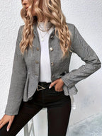 Women’s Plus-Size Solid Color Peplum Jacket – Casual Outerwear