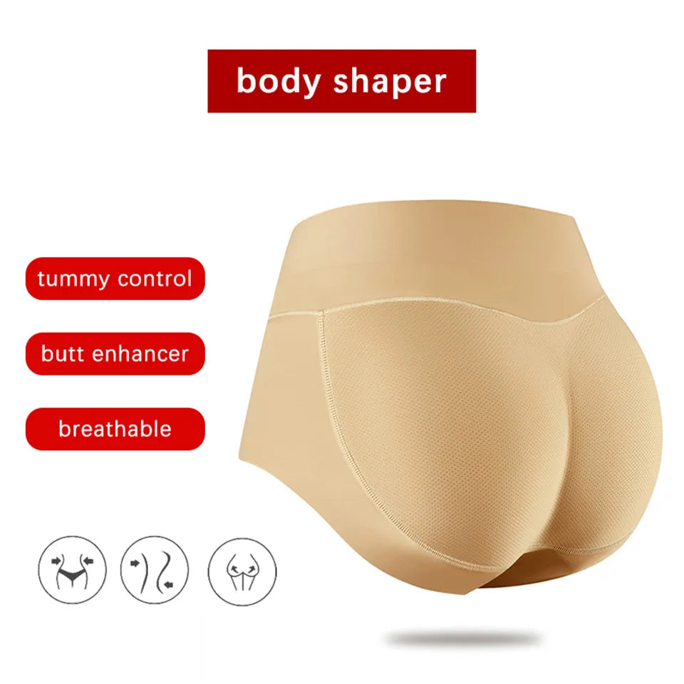 Women Body Shaper Buttocks Padded Panties Mid-Waist Hip Pad Fake Butt Lifter Underwear With Filling