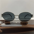 Gold Metal Frame Oval  Small  Sunglasses
