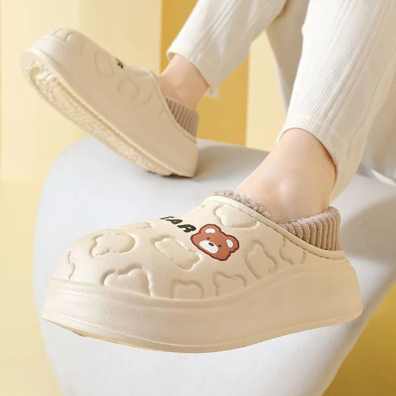 Waterproof Plush Warm Slippers for Indoor and Outdoor Comfort