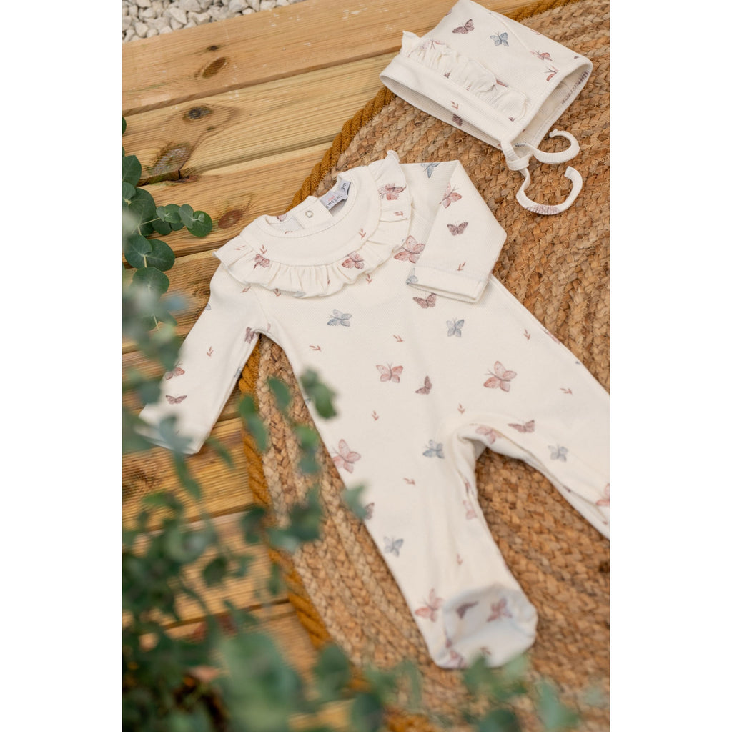 SYRINE | Girls White Cotton Butterfly Print  All-in-One