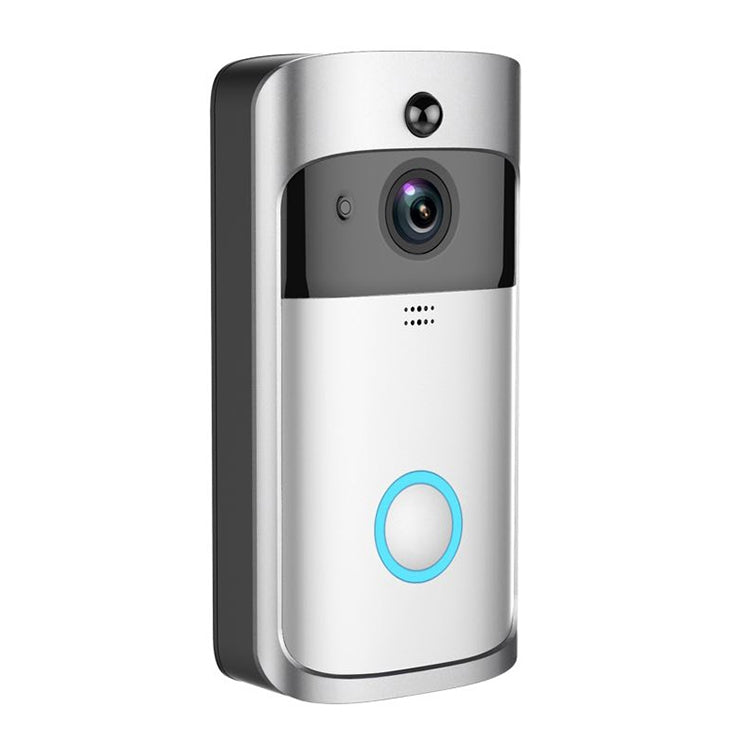V5 Smart Phone Call Visual Recording Video Doorbell Night Vision Wireless WiFi Security Home Monitor Intercom Door Bell, Standard(Silver)