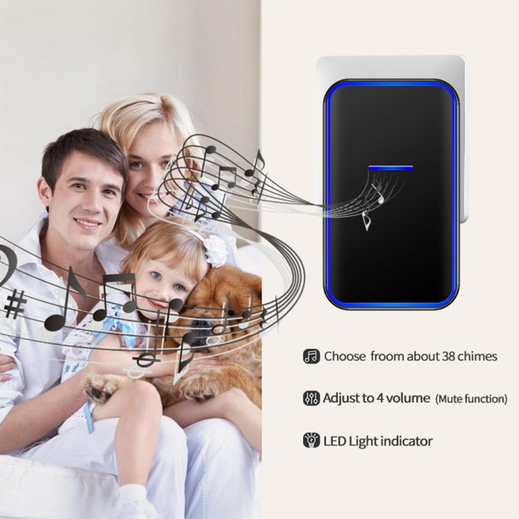 CACAZI Home Smart Digital Wireless Doorbell Remote Electronic Doorbell Elderly Pager, Style: US Plug(White)