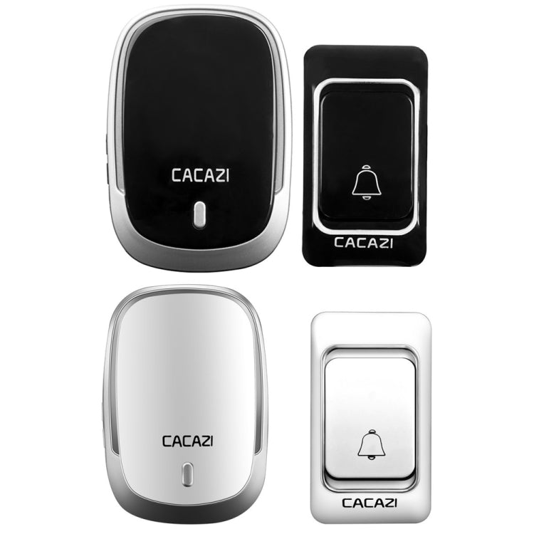 CACAZI Smart Waterproof Music Wireless Doorbell Multifunctional Pager, Style: US Plug(Black)