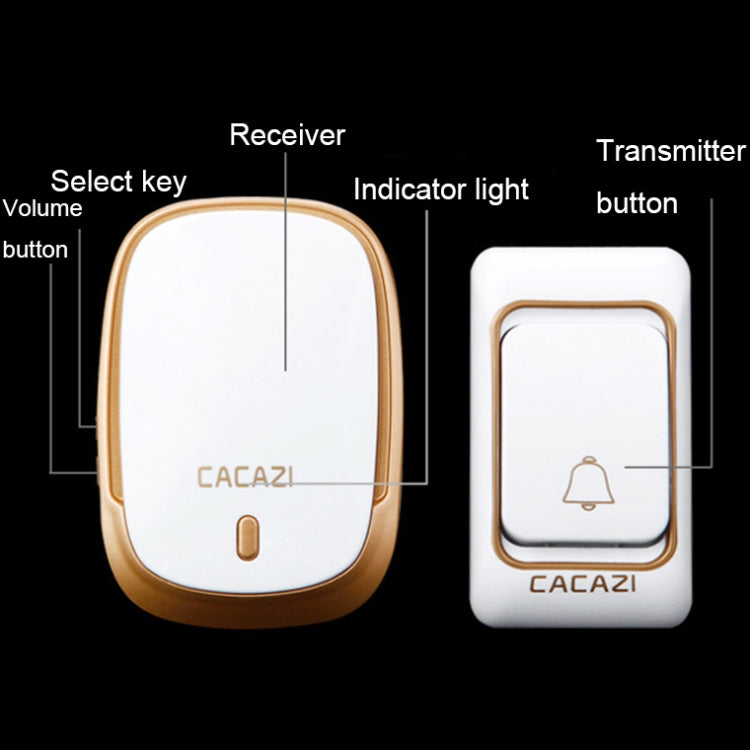 CACAZI Smart Waterproof Music Wireless Doorbell Multifunctional Pager, Style: US Plug(Black)