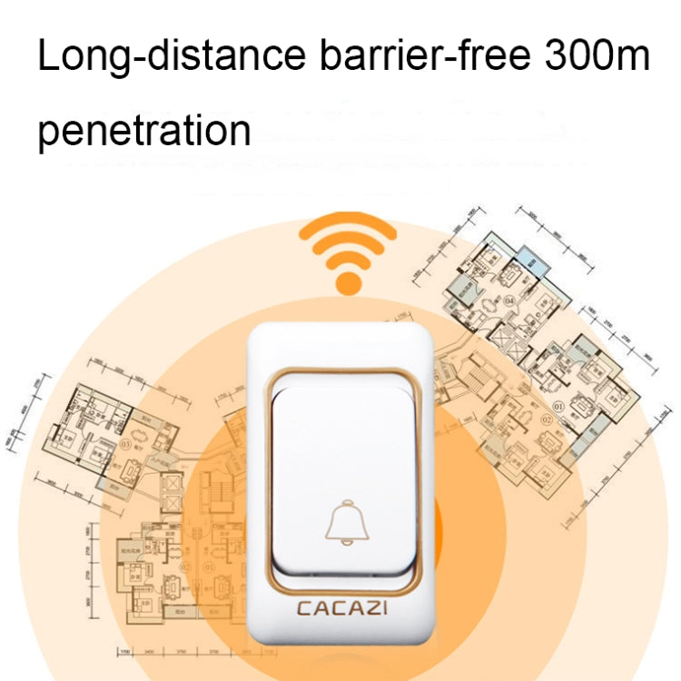 CACAZI Smart Waterproof Music Wireless Doorbell Multifunctional Pager, Style: US Plug(Black)