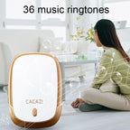 CACAZI Smart Waterproof Music Wireless Doorbell Multifunctional Pager, Style: US Plug(Black)