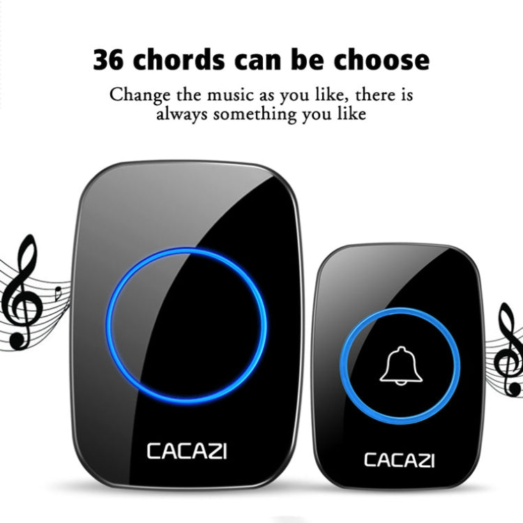 CACAZI A10DC 1 To 2 Battery Type Home Smart Waterproof Electronic Wireless Doorbell(Black)
