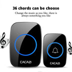 CACAZI A10DC 1 To 2 Battery Type Home Smart Waterproof Electronic Wireless Doorbell(Black)