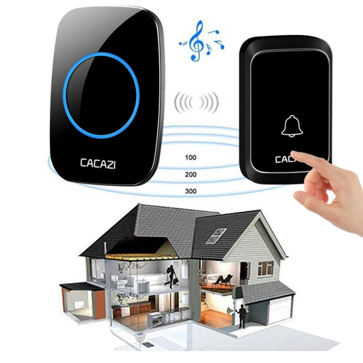 CACAZI A06-DC 1 To 1 Battery Type Smart Home Wireless Waterproof Music Doorbell(Black)