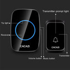 CACAZI A06-DC 1 To 1 Battery Type Smart Home Wireless Waterproof Music Doorbell(Black)