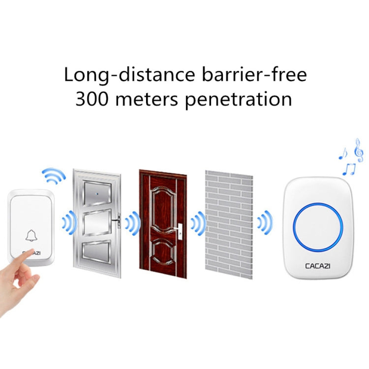 CACAZI A06-DC 1 To 1 Battery Type Smart Home Wireless Waterproof Music Doorbell(Black)