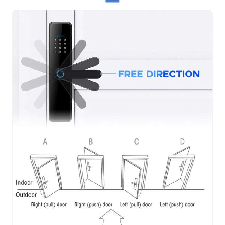 C91 Tuya Smart WiFi Password Fingerprint Electronic Door Lock(Silver)